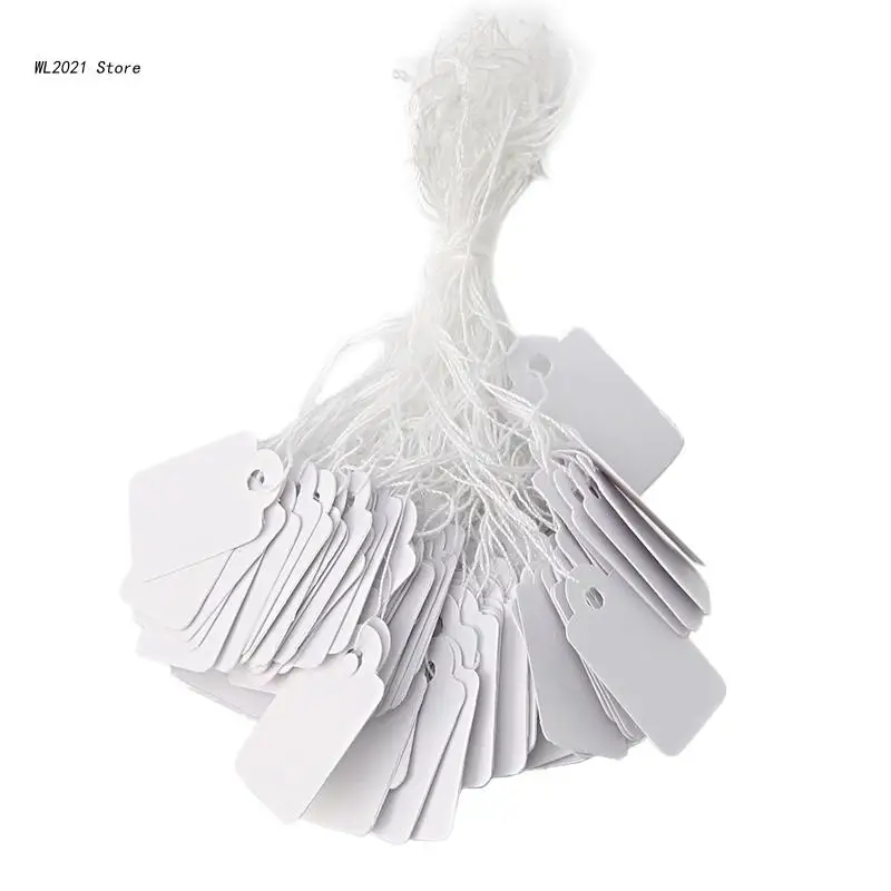 

500 белые нефритовые пустые этикетки, подвесные ценовые этикетки 26x15 мм сверху