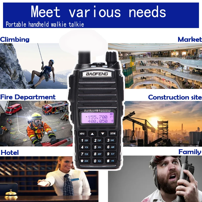 baofeng uv 82 5w walkie talkie vhfuhf dual band 136 174400 520mhz 10 km uv 82 hp for hunting camping trucker free global shipping