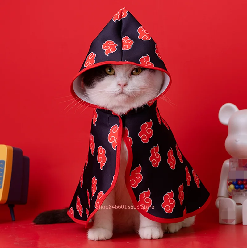 

Anime Naruto Red Cloud Cat Cloak Dog Coat Cospaly Costume Pet Photograph Dress Up Props Christmas Halloween Carnival Party Gifts
