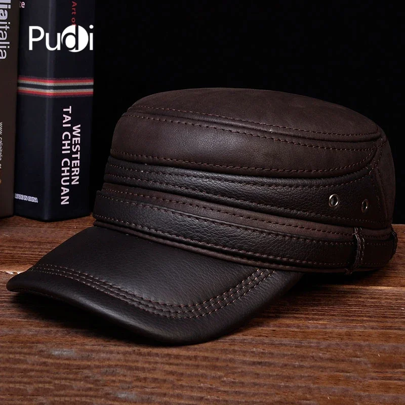 PUDI Мужская бейсболка из натуральной кожи новый мужской весенне-зимний теплый