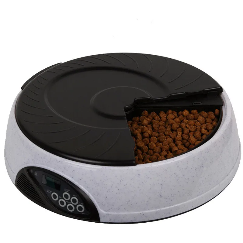 

Slow Feed Portion Control Pet Food Dispenser Dry or Semi-Moist Pet Food Timed Automatic Dog and Cat Feeder Up to 4 Meals per Day