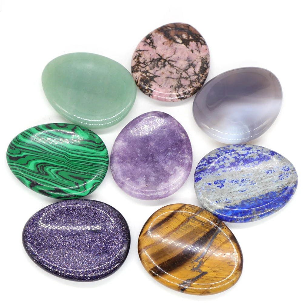 

10Pcs/Set Lots Wholesale Worry Stone Natural Gemstone Thumb Massage Healing Crystal Chakra Reiki Spiritual Therapy Minerale Tool