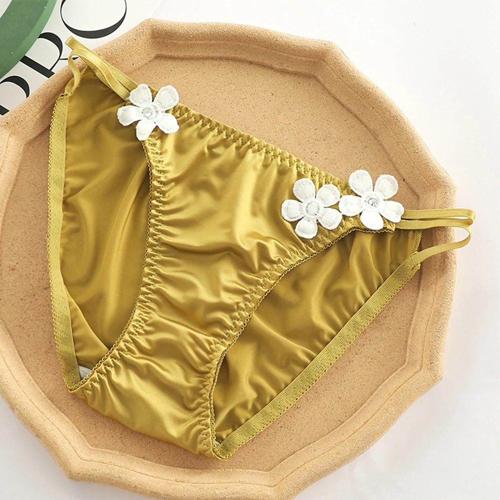 Женские сексуальные обтягивающие Цветочные атласные дышащие трусики с