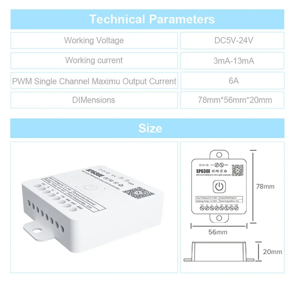 Светодиодный контроллер все в одном SP630E 5CH PWM SPI пиксели для фотоленты WS2812B WS2811 SK6812