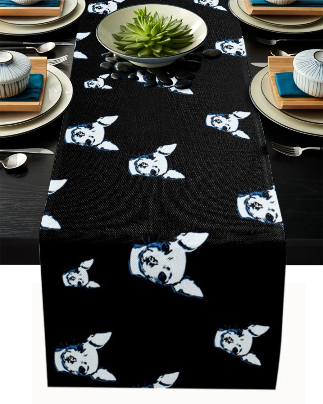 

Table Decor Table Runner Chihuahua Dog White Pattern Coffee Table Cover Cloth Wedding Party Restaurant Table Runner