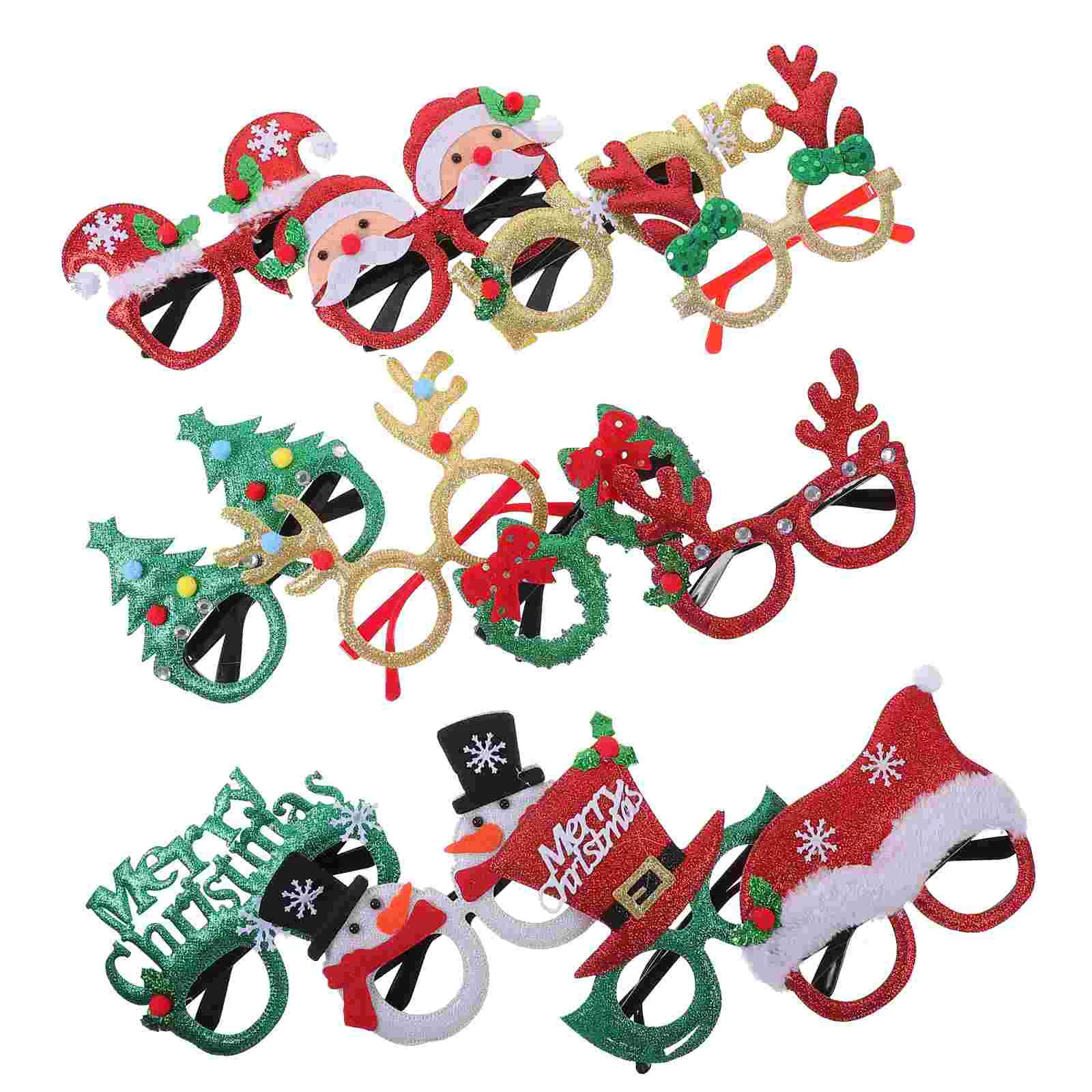 

12 Pcs Eyeglasses For Christmas Photo Props Xmas Decor Gifts Party Supplies Hat Frame Funny