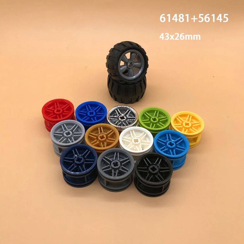 Технологическое колесо для самостоятельной сборки, автомобильный Грузовик, строительный блок, колесная Втулка 30x20 мм, 43x26 мм, деталь для шин MOC, совместима с 61481 56145