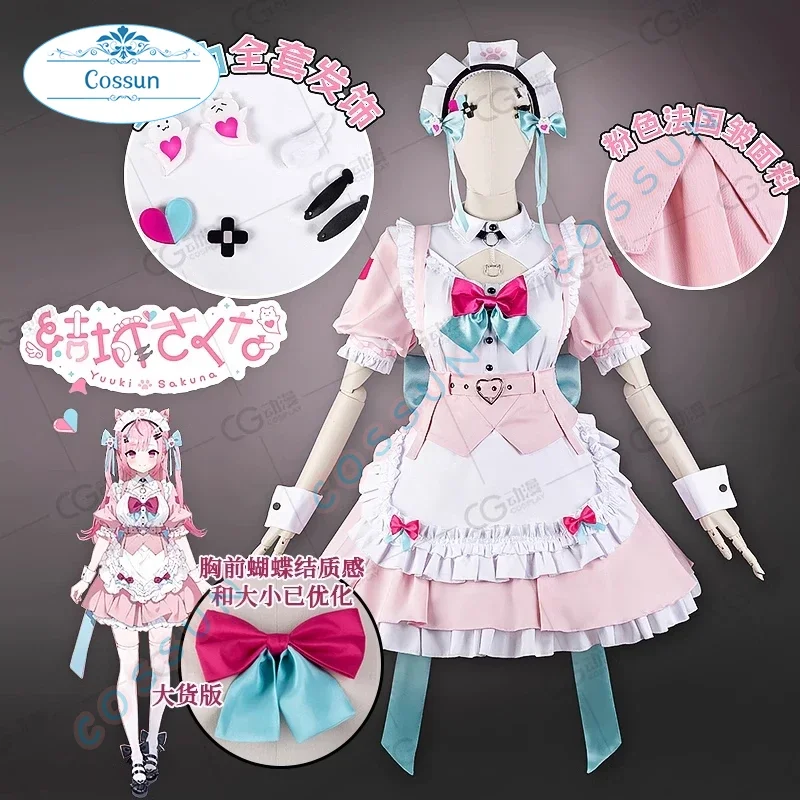 Hololive Vtuber Юки Сакуна Косплей Костюм Хэллоуин Женщины Лолита Платья Розовый