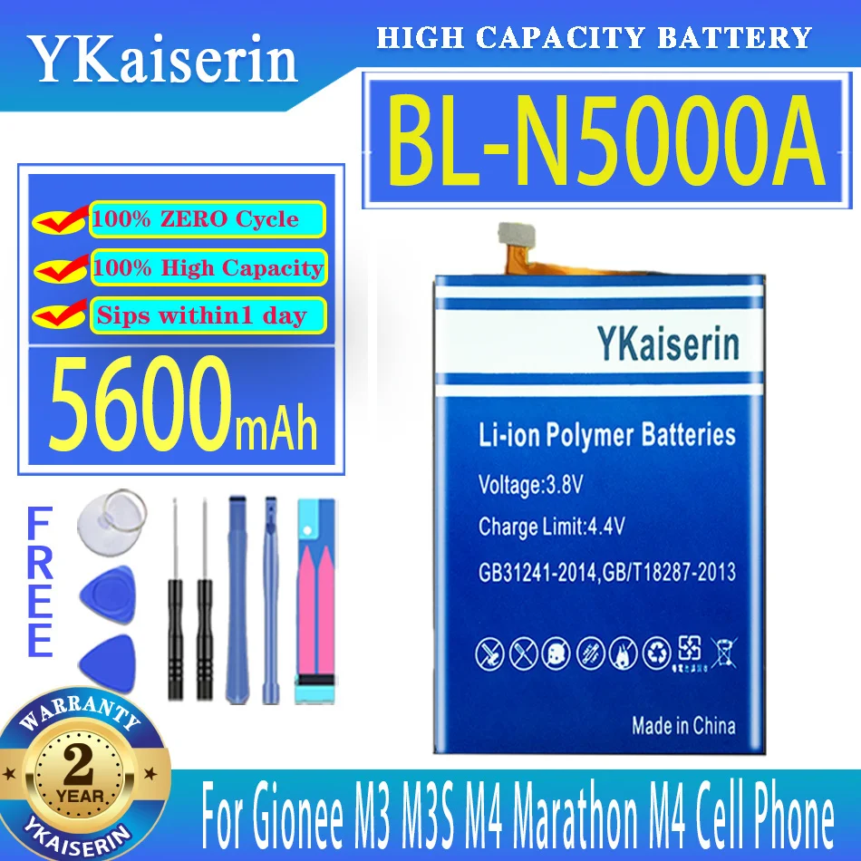 

YKaiserin 5600mAh Replacement Battery BL-N5000A BLN5000A For Gionee M3S M4 M3 Marathon M 4 Cell Phone Batteries