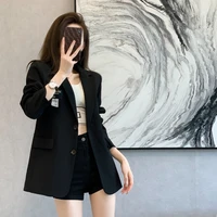 new autumn korean loose womens blazers long sleeve office lady plus size 3xl black clothes