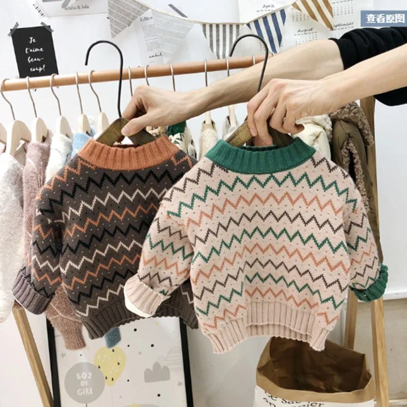 

Свитера для маленьких девочек и мальчиков, детская повседневная одежда, детский вязаный свитер, повседневная Милая одежда для малышей, мила...