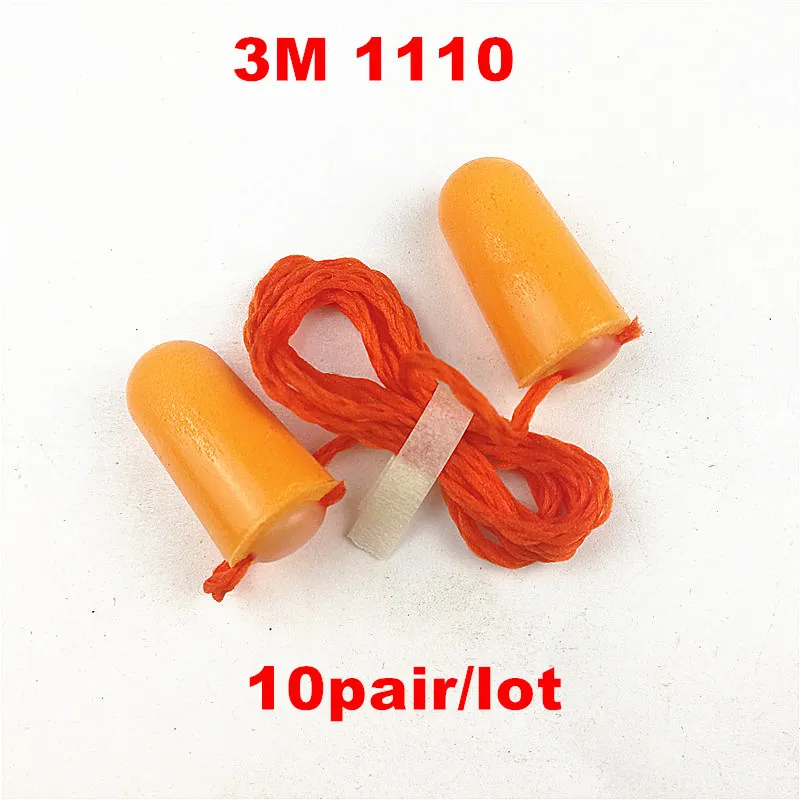 

10pairs/lot 3M 1110 Corded Disposable Foam Earplug Noise Reduction EarPlugs