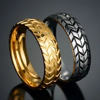 new three dimensional engraving tire style ring european and american men and women couple jewelry