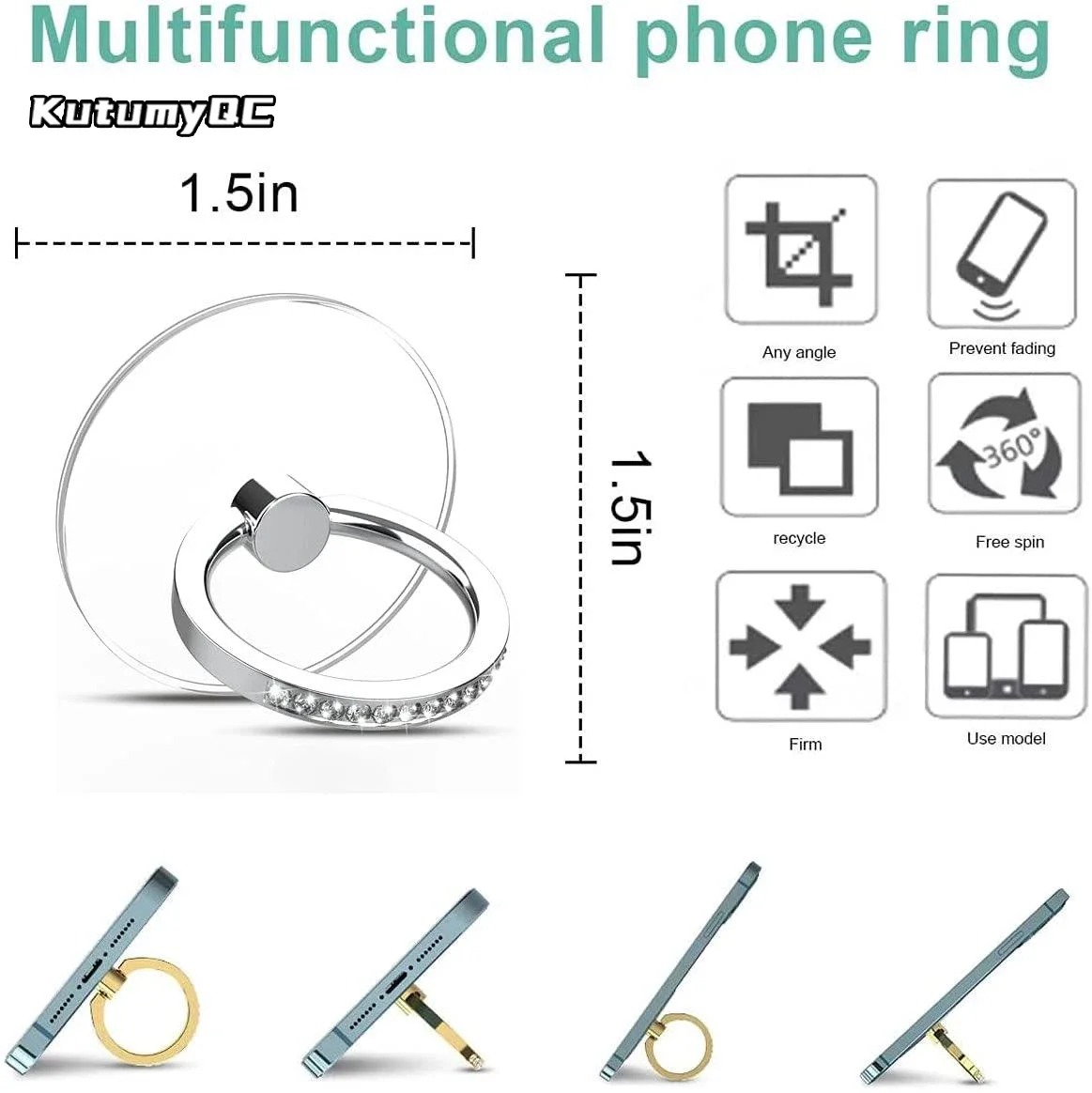 Розетка для телефона со стразами в форме сердца универсальный держатель
