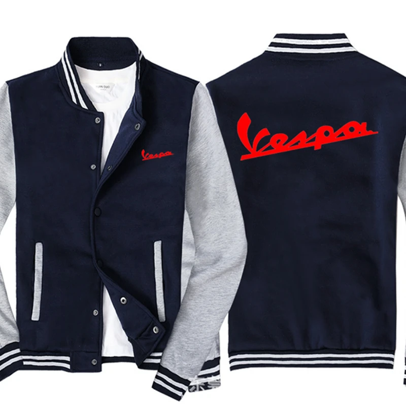 

NEW Men Baseball uniform for VESPA Car Logo Print Casual Hip Hop Harajuku Warm Sweatshirts Mens Baseball Jacket Slim Fit Unisex