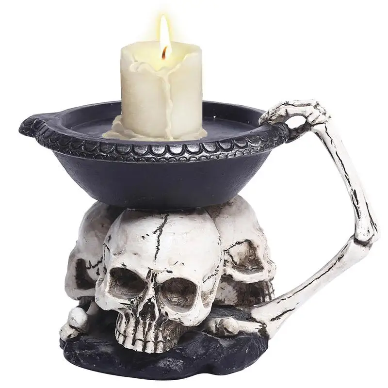 

Resin Candlesticks Candle Holders Resin Skeleton Candle Holder Decorative Resin Skull Candle Holder Halloween Decor Dining Table