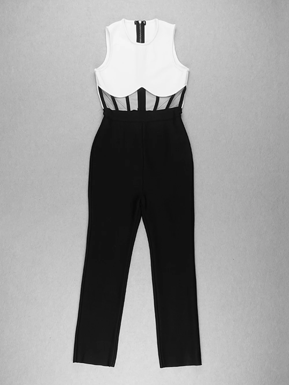 Sexy Fashion Mesh White Black Jumpsuit Women 2023 One-Pieces Bodycon Bandage Bodysuits Night Club Party Outfit Rompers Playsuits