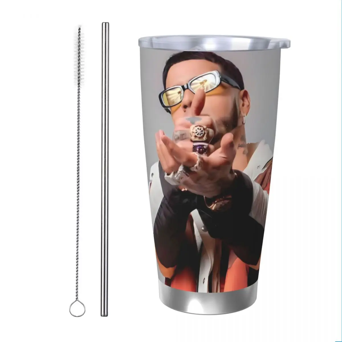 Anuel AA 20 унций автомобильная кружка из нержавеющей стали соломенная термочашка
