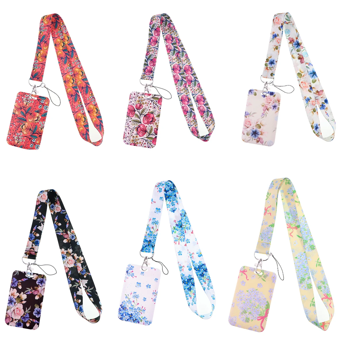 

CB1457 Flowers Lanyard For Keychain ID Card Cover Passport Student Cellphone USB Badge Holder Key Ring Neck Straps Accessories