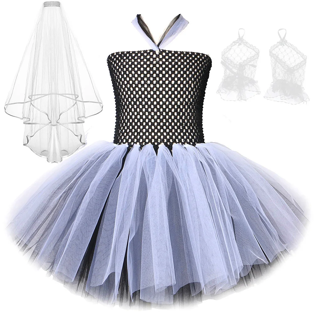 Костюмы невесты Франкенштейна на Хэллоуин для девочек белое черное страшное