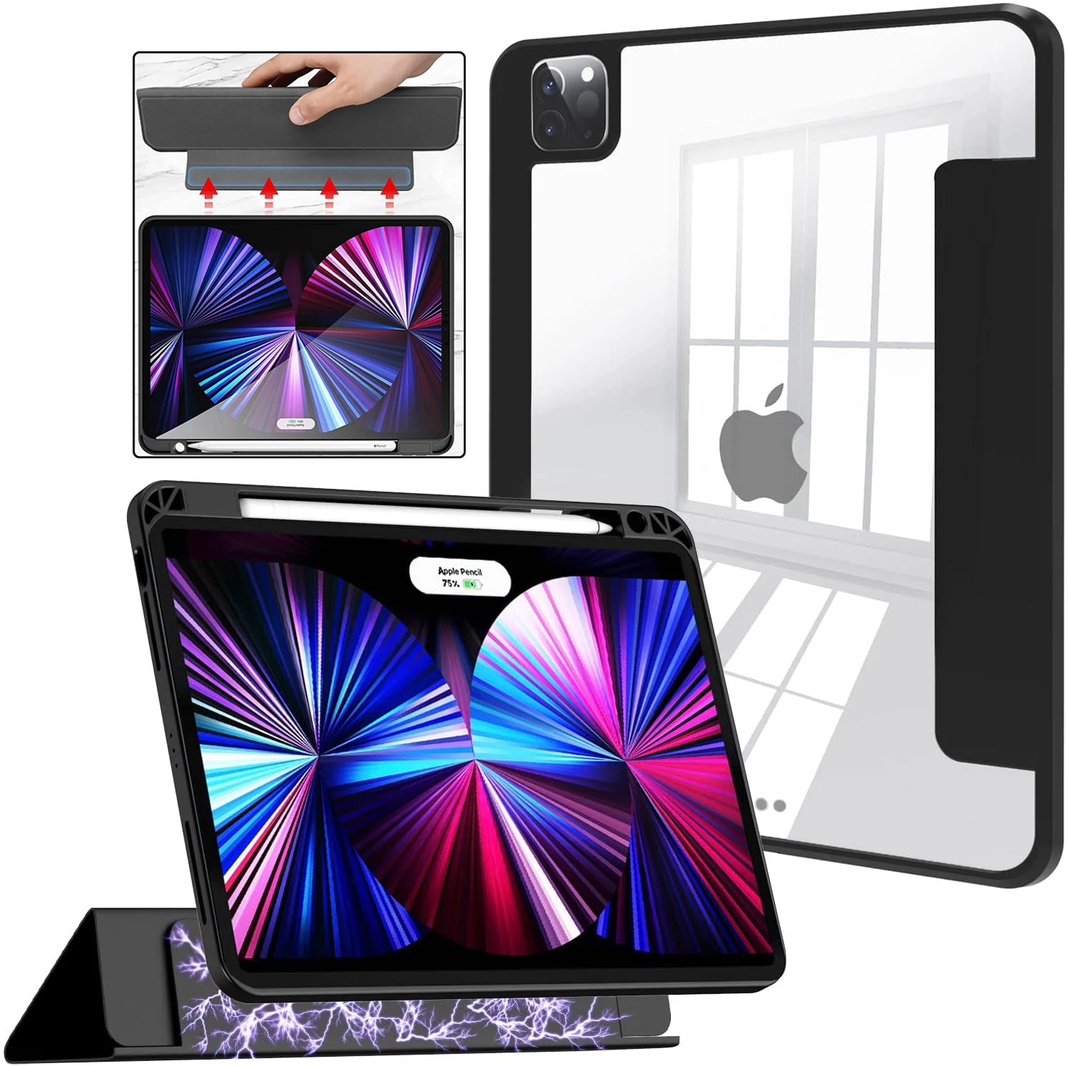 

Магнитный съемный чехол для iPad Pro 11, 2021, 2020, 2018, Жесткий Чехол-книжка для iPad 10,2, 9, 8, Air 5, Air 4, 10,9 дюйма