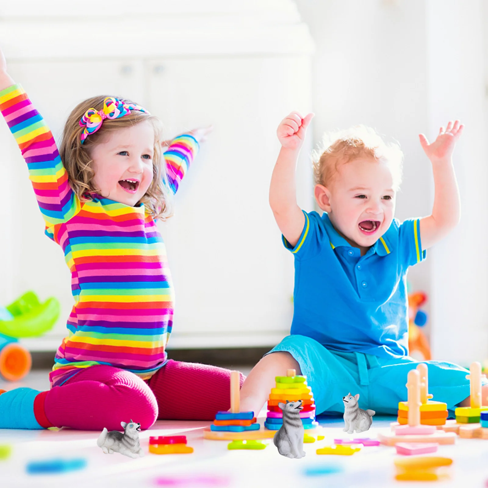 4 шт. украшения хаски уличное украшение мини-фигурки собаки из смолы модель