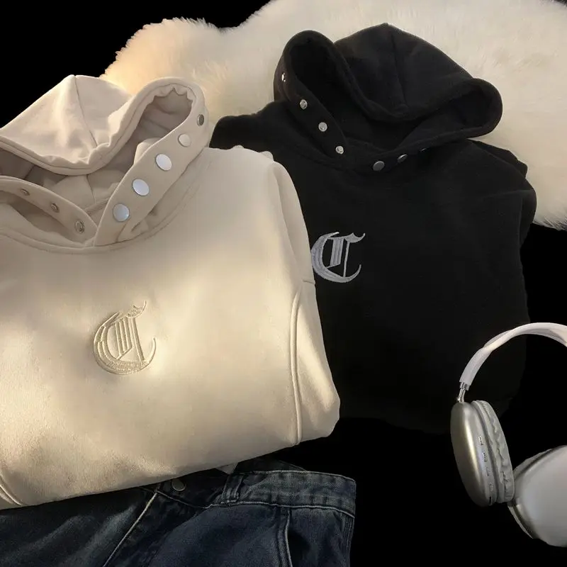 Абрикосовая замшевая толстовка Shandong Jimo женская весенне-осенняя оверсайз