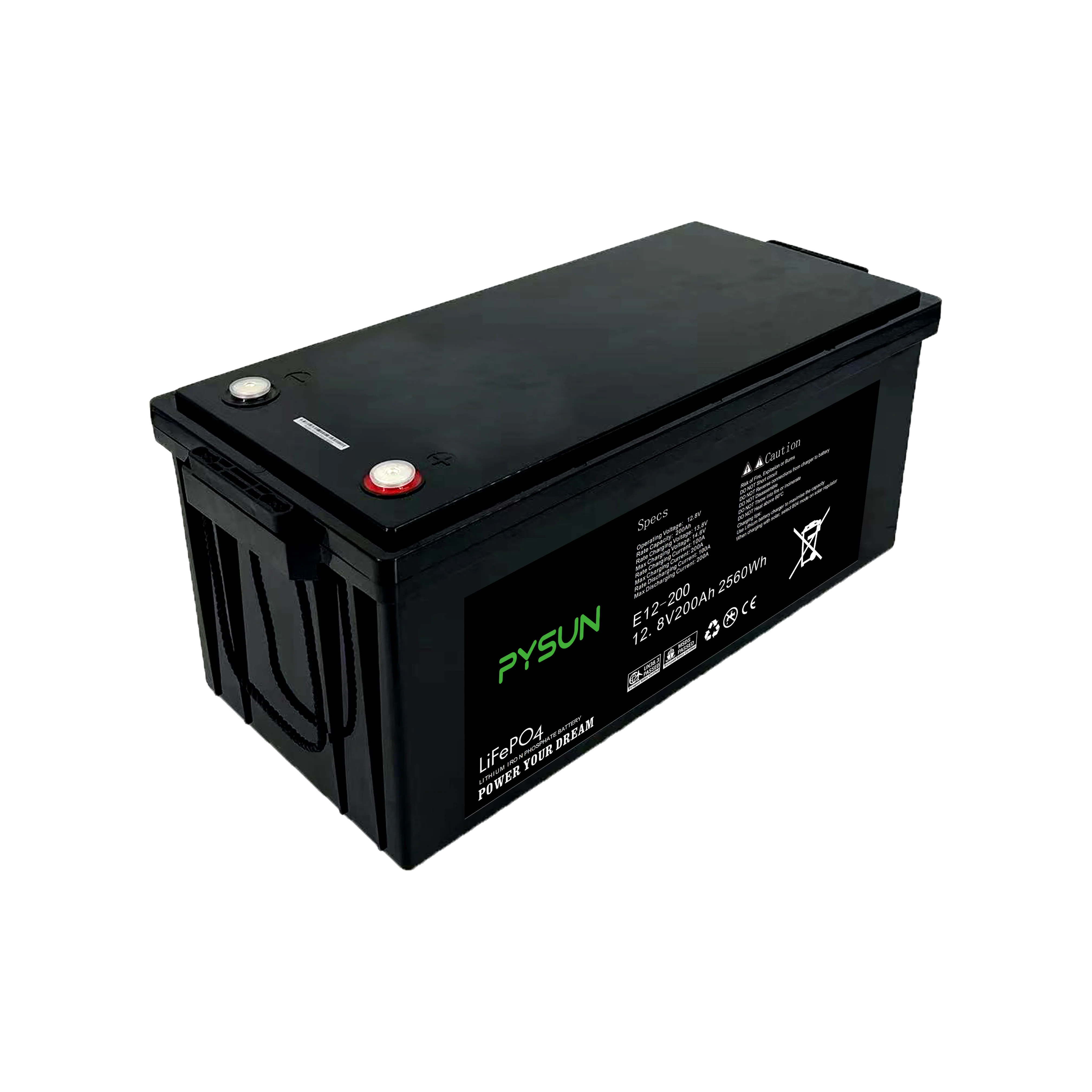 Фото PYSUN IP65 Водонепроницаемая грелка Настроить рынок ЕС Польша LiFePo4 Батарея 12 В 100 Ач 150 Ач 200 Ач Солнечная энергия №2