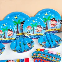 cartoon little pirate party theme birthday decoration pirate party decoration supplies disposable tableware baby shower kid gift