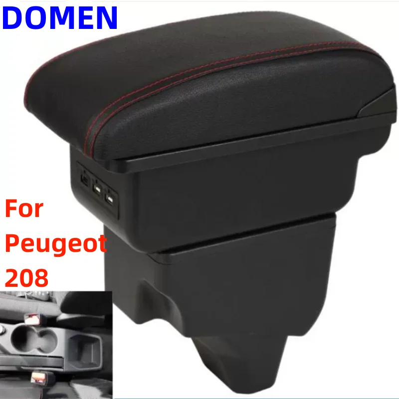 

Armrest Box For Peugeot 208 2019-2021 Dual layer heighten Charging Centre Console Storage Box Car Styling decoration accessories