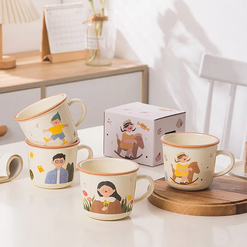 

Ceramic Mugs Coffee Cups Cute Cartoon Family Ceramic Mugs Creative Home Drinking Cups Personalized Family Parent-child Cups