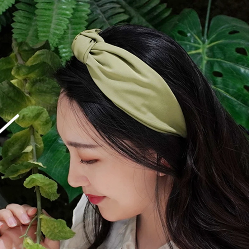 

Solid Color Headband Knot Hair Hoop for Women Printing Simple Cotton Fabric Cross Pearl Girls Hairband Hair Accessories FG082