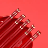 1 pair red chopsticks reusable safe chinese chopsticks chinese luck words printed food serving tools for valentines day wedding