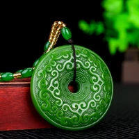100 natural green jade hand carved safety buckle luck jade pendant jade necklaces women pendants jade gifts for women