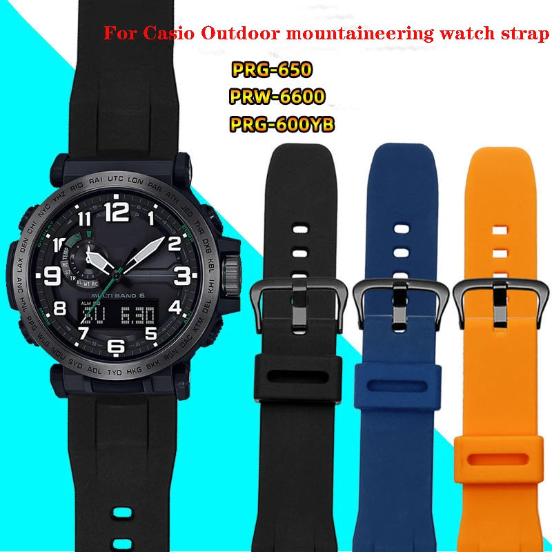 

For Casio PRW-6600 PRG-600/600Y PRG-650/650Y PRW-6600 GA2000 men's Outdoor sports mountaineering Rubber silicone Watchband 24mm