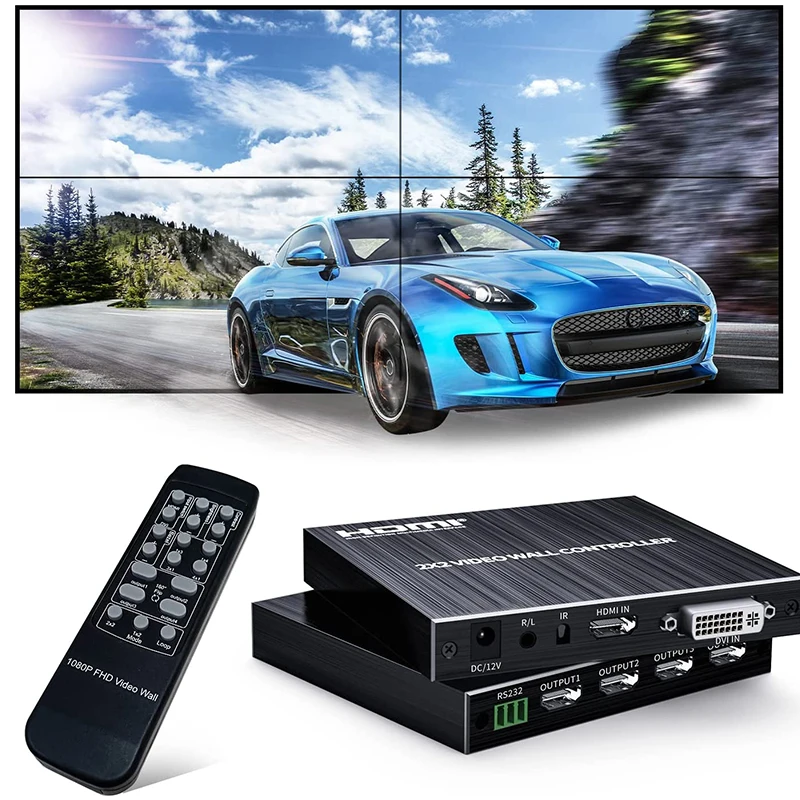 Настенный видеоконтроллер 2x2 HDMI, 1080P, 60 Гц, 1X2, 1X4, 1X3, 2X1, 3x1, мульти-видеоэкран, четырехсторонний ТВ-приставка для стен, 180 дюйма