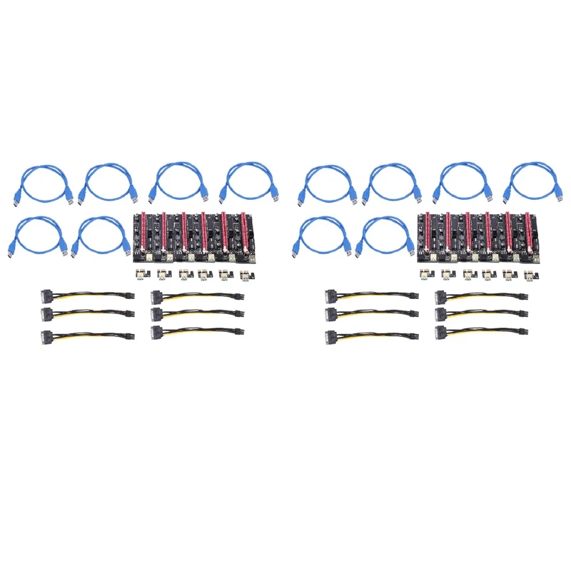 

12Pcs Newest Ver009 Usb 3.0 Pci-E Riser Ver 009S Express 4X 8X 16X Riser Adapter Card Sata 15Pin To 6 Pin Power Cable