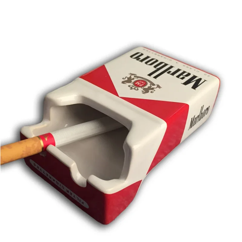 

Creative Ceramic Tobacco Cigarette Pack Shape Ashtray Advertising Novelty Porcelain Camel Marbolo Portable Ashtray Smoke Tray