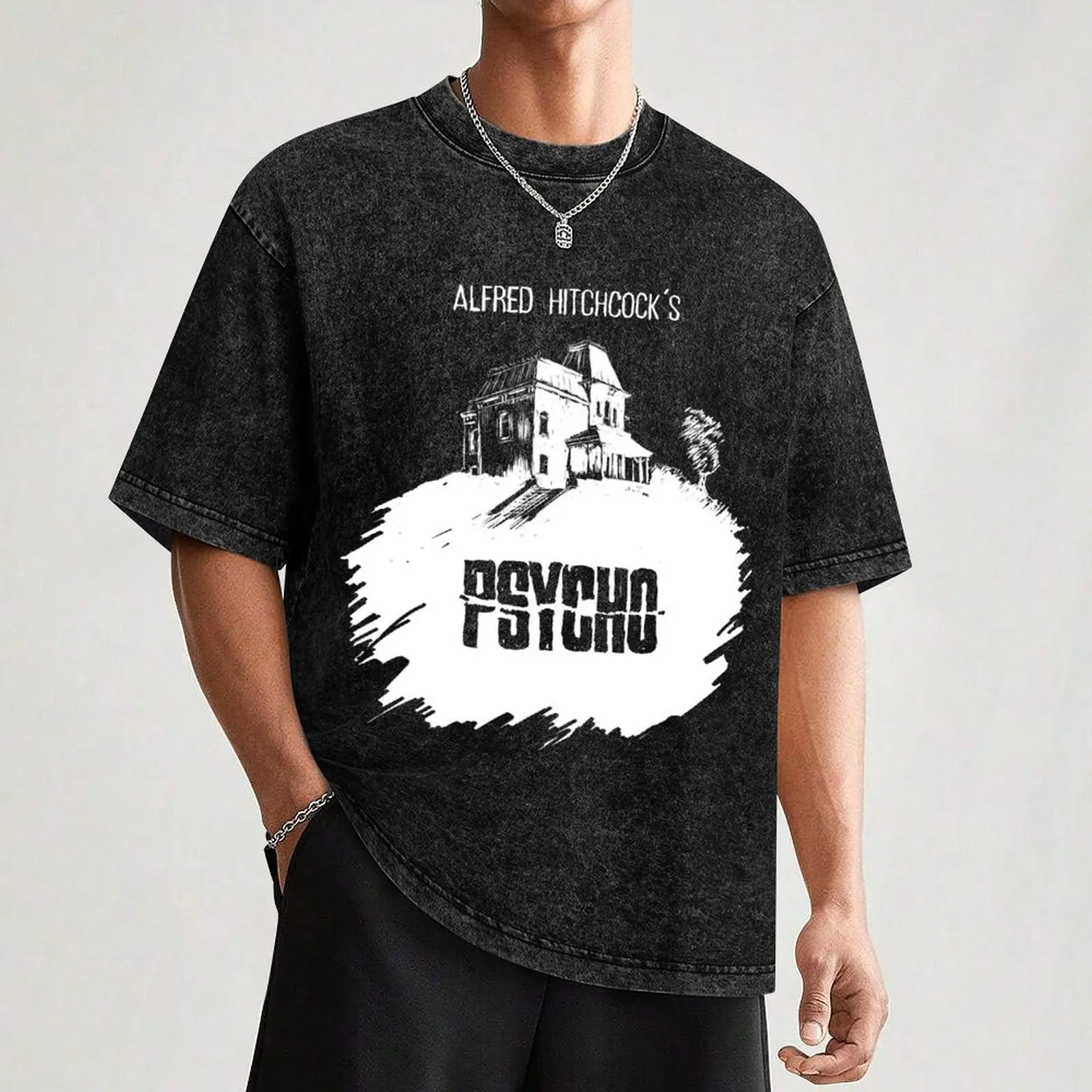 Психо Альфреда Хичкокака от Бурро! (черная футболка) Футболка дизайнерские