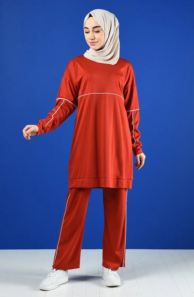 

New Fashion Piping Detailed Tunic Pants Binary Suit Hijab Dress Turkey Dubai Muslim Dresses Ramadan Moroccan Kaftan Islamic