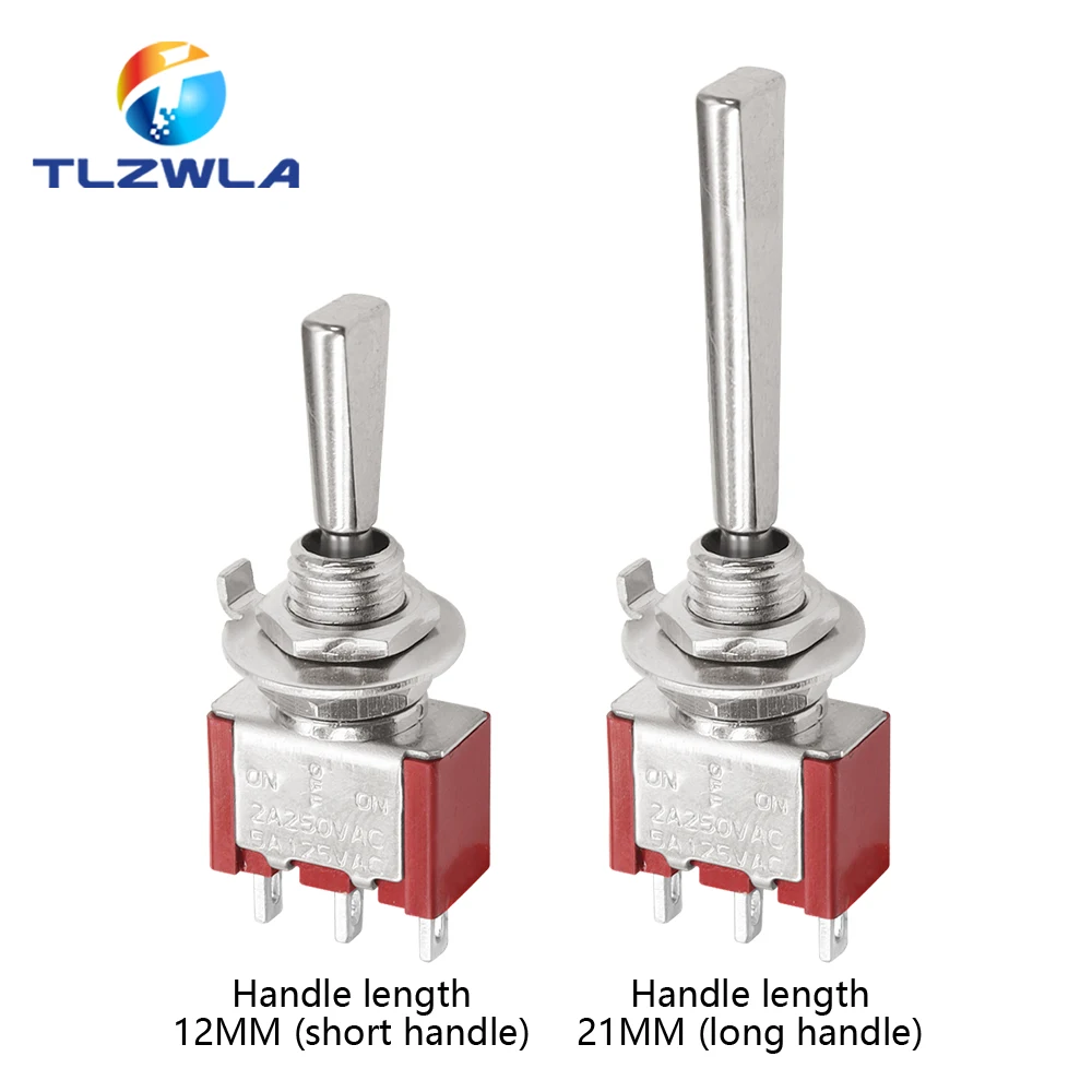 Flat Handle 6mm Panel Mount Mini Toggle Switch 3Pins 2/3 Positions ON OFF Locking Momentary RC Model Remote Controlller
