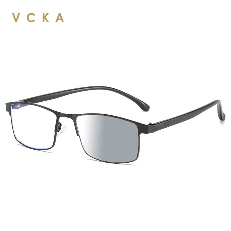 

VCKA Discoloration Myopia Glasses Prescription -0.5 to -6 Women Men Half Frame Eyeglasses Square Business Anti Blue Ray Eyewear