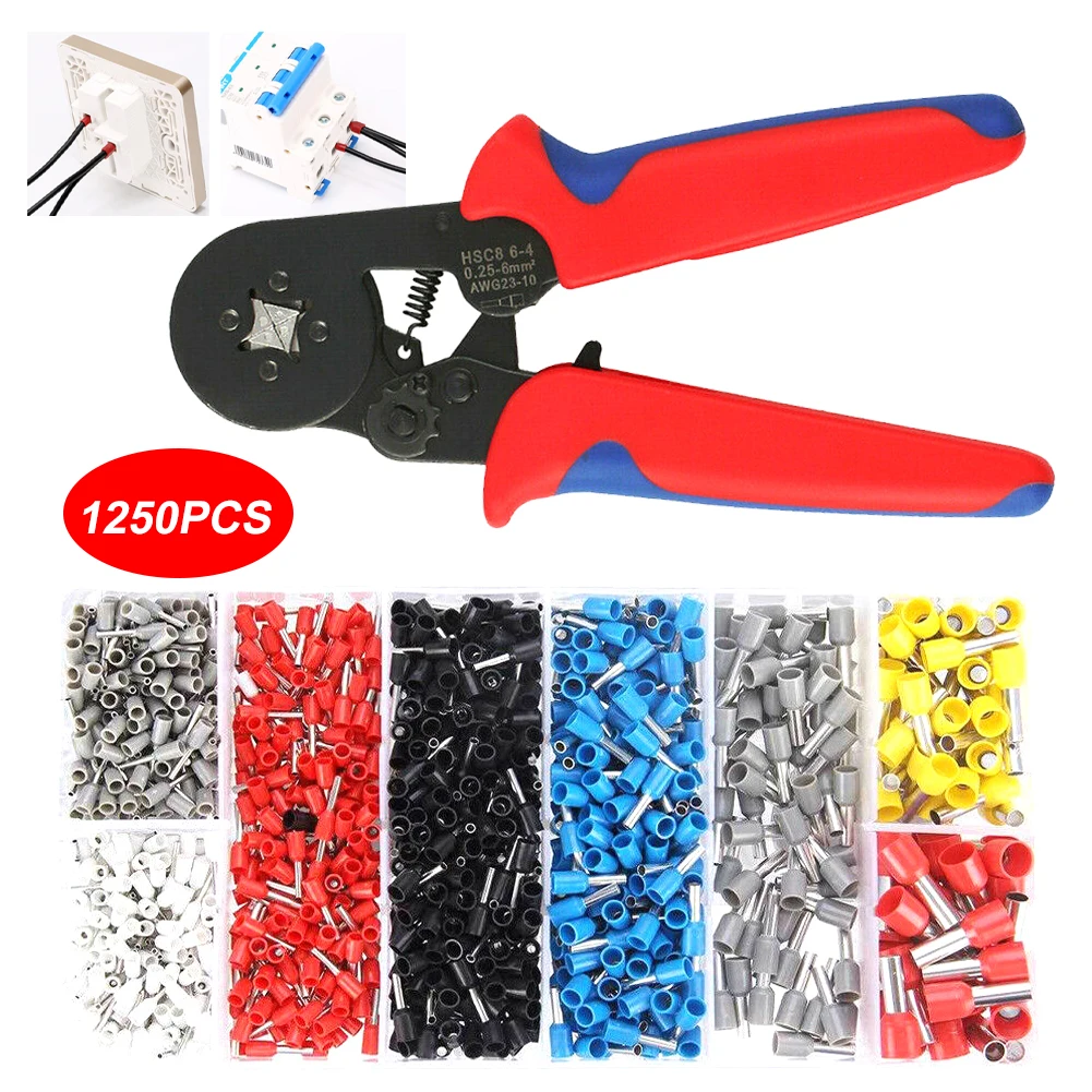 

Mini Wire Terminal Crimp Connector Insulated Uninsulated Cable Terminals End Ferrules HSC8 6-4A Household Crimping Pliers Tool