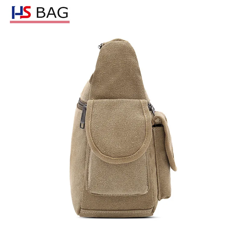Мужская Холщовая Сумка через плечо с ручками и плечевым ремнём