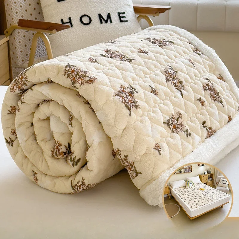 Стеганый матрас для зимы толстое теплое Флисовое одеяло кровати однотонные