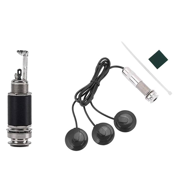 

1pc 1/4 Inch 6.35mm Acoustic Electric Guitar Bass Output Jack & 3X Guitar Pickup Piezo Pickup Transducer