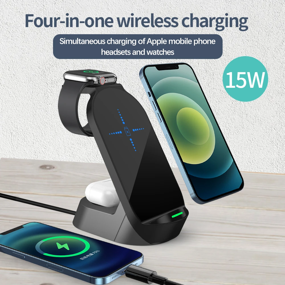 

15W 3 in 1 Wireless Charger for iPhone 13 12 11 XS Mini Pro iWatch AirPods Qi Fast Charging Dock Station Wireless Chargers Stand