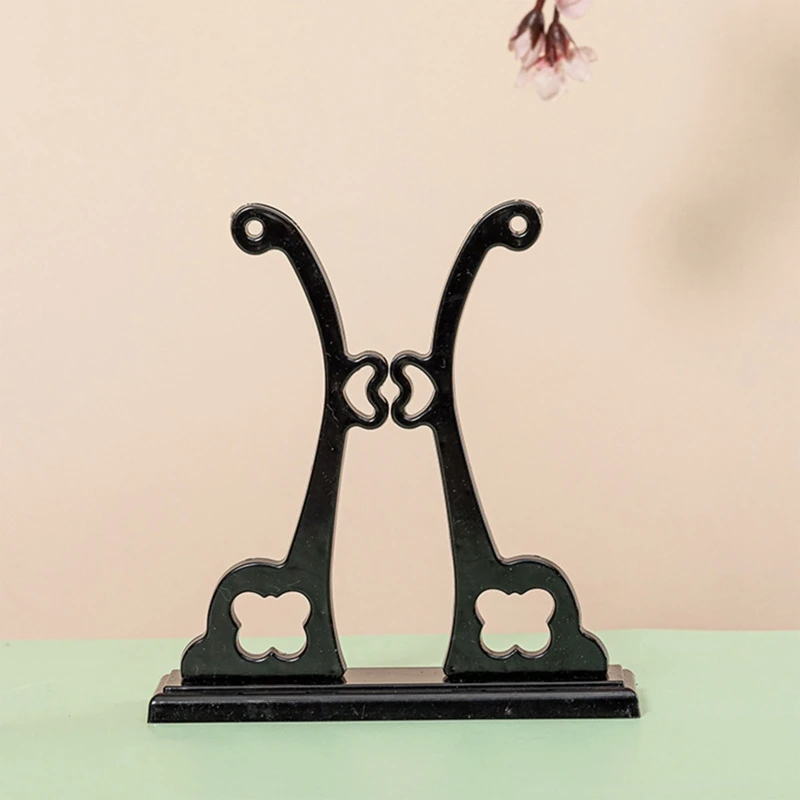 Chinese Style Round Hand Fan Holder Display Stand Rack Vintage Antique Handheld Folding Fan Bracket Detachable Base