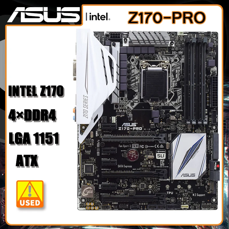 

Материнская плата ASUS Z170-PRO системная плата 1151 DDR4 64GB PCI-E 1151 M.2 SATA III USB3.1ATX для Core i3-6300T