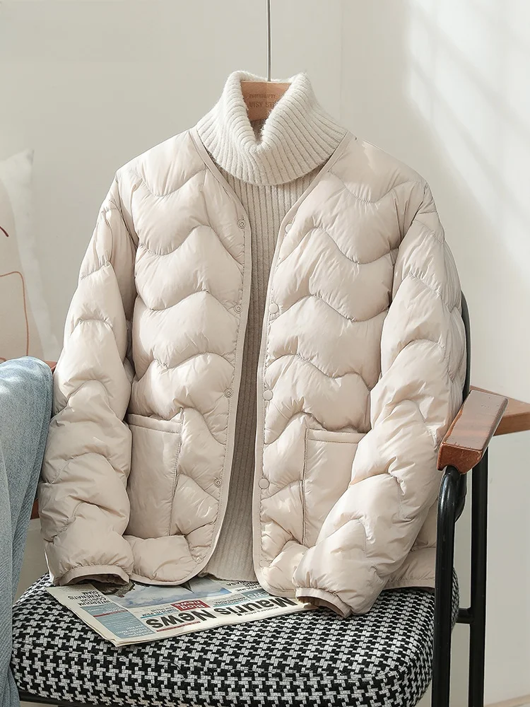 Yalu Pure Color Zone 2024 новый легкий пуховик женский короткий жилет с подкладкой и круглым